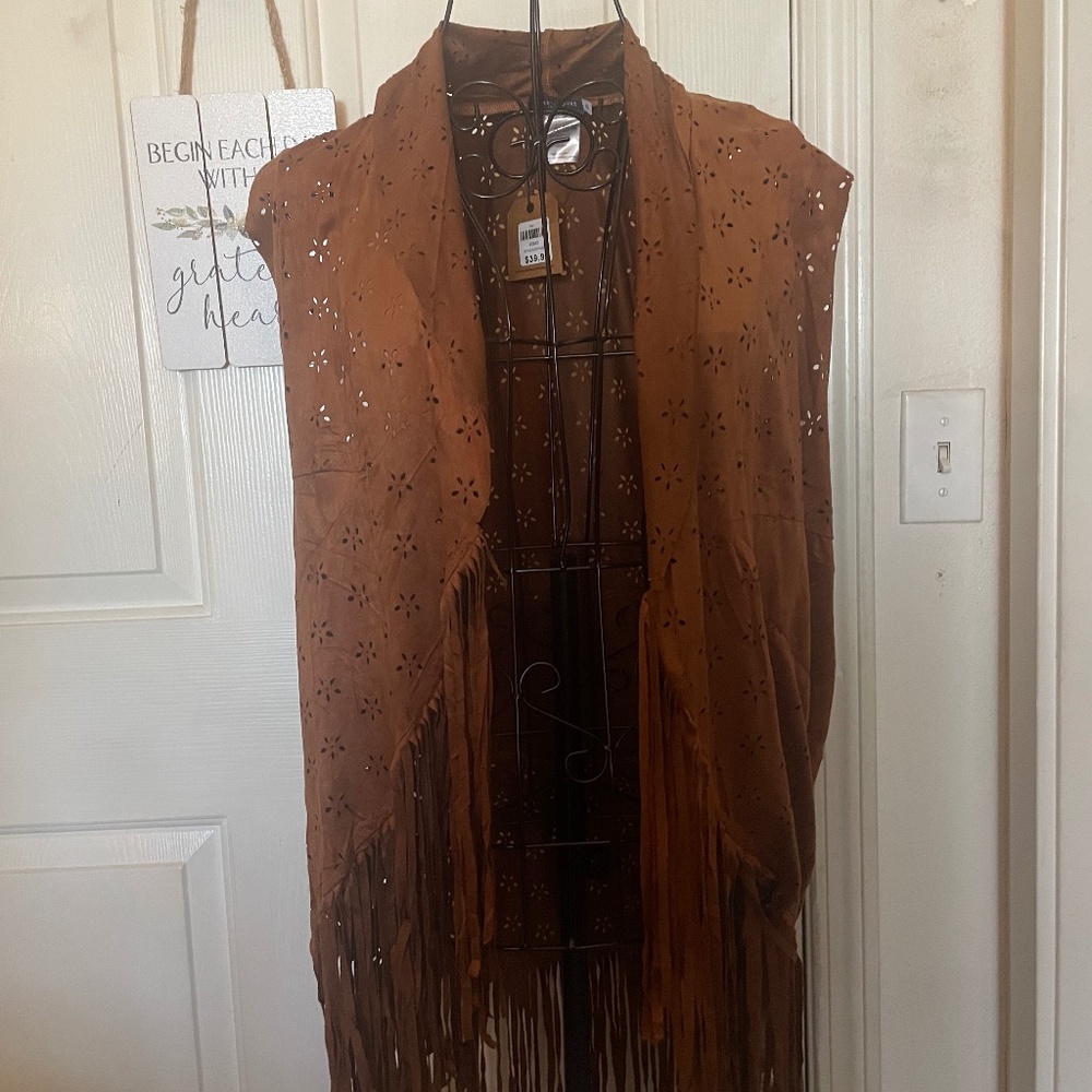 Brown blazer with flower design with